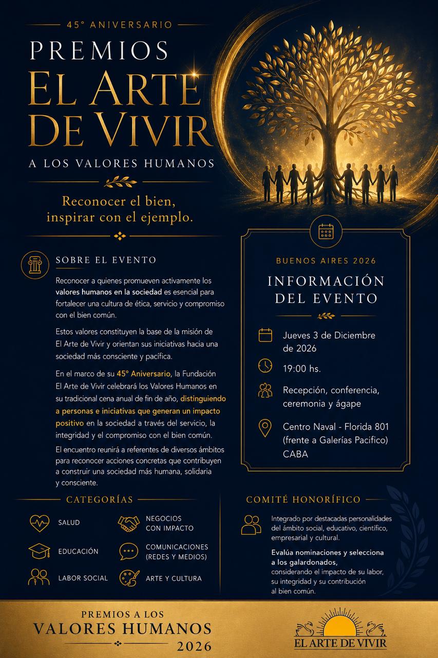 Premios El Arte de Vivir a los Valores Humanos 2026 — pieza oficial del evento